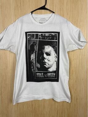 Halloween Michael Myers Shirt Mens Large White Horror Movie Graphic Tee 80's 90s